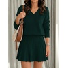 image:imageANRABESS 2 Piece Skirt Sets for Women Sweaters Set  Long Sleeve V Neck Pullover Sweaters Pleated Mini Skirt Fall Winter TrendyComfy CuteLounge Casual Travel Going OutDark Green