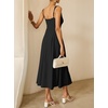 image:imageANRABESS Cocktail Dresses for Women Square Neck  A Line Sleeveless Pleated Flowy Swing Elegant Formal Wedding Guest Party Maxi Summer DressBlack