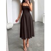 image:imageANRABESS Cocktail Dresses for Women Square Neck  A Line Sleeveless Pleated Flowy Swing Elegant Formal Wedding Guest Party Maxi Summer DressChocolate