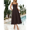 image:imageANRABESS Cocktail Dresses for Women Square Neck  A Line Sleeveless Pleated Flowy Swing Elegant Formal Wedding Guest Party Maxi Summer DressChocolate