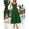 image:imageANRABESS Cocktail Dresses for Women Square Neck  A Line Sleeveless Pleated Flowy Swing Elegant Formal Wedding Guest Party Maxi Summer DressDeep Green