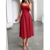 image:imageANRABESS Cocktail Dresses for Women Square Neck  A Line Sleeveless Pleated Flowy Swing Elegant Formal Wedding Guest Party Maxi Summer DressRed