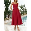 image:imageANRABESS Cocktail Dresses for Women Square Neck  A Line Sleeveless Pleated Flowy Swing Elegant Formal Wedding Guest Party Maxi Summer DressRed