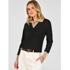 image:imageANRABESS Sweaters for Women Long Sleeve V Neck Polo Shirts  Color Block 2 in 1 Knit Button Cuffs Pullover Sweater Tops Lightweight Business Casual Outfits Cozy Daily Wear Fall ClothesBlack