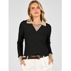 image:imageANRABESS Sweaters for Women Long Sleeve V Neck Polo Shirts  Color Block 2 in 1 Knit Button Cuffs Pullover Sweater Tops Lightweight Business Casual Outfits Cozy Daily Wear Fall ClothesBlack