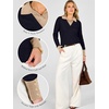 image:imageANRABESS Sweaters for Women Long Sleeve V Neck Polo Shirts  Color Block 2 in 1 Knit Button Cuffs Pullover Sweater Tops Lightweight Business Casual Outfits Cozy Daily Wear Fall ClothesNavy Blue