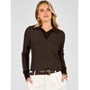 image:imageANRABESS Sweaters for Women Long Sleeve V Neck Polo Shirts  Color Block 2 in 1 Knit Button Cuffs Pullover Sweater Tops Lightweight Business Casual Outfits Cozy Daily Wear Fall ClothesBrown
