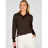 image:imageANRABESS Sweaters for Women Long Sleeve V Neck Polo Shirts  Color Block 2 in 1 Knit Button Cuffs Pullover Sweater Tops Lightweight Business Casual Outfits Cozy Daily Wear Fall ClothesBrown