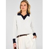 image:imageANRABESS Sweaters for Women Long Sleeve V Neck Polo Shirts  Color Block 2 in 1 Knit Button Cuffs Pullover Sweater Tops Lightweight Business Casual Outfits Cozy Daily Wear Fall ClothesWhite