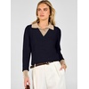 image:imageANRABESS Sweaters for Women Long Sleeve V Neck Polo Shirts  Color Block 2 in 1 Knit Button Cuffs Pullover Sweater Tops Lightweight Business Casual Outfits Cozy Daily Wear Fall ClothesNavy Blue