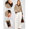 image:imageANRABESS Sweaters for Women Long Sleeve V Neck Polo Shirts  Color Block 2 in 1 Knit Button Cuffs Pullover Sweater Tops Lightweight Business Casual Outfits Cozy Daily Wear Fall ClothesTan