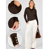 image:imageANRABESS Sweaters for Women Long Sleeve V Neck Polo Shirts  Color Block 2 in 1 Knit Button Cuffs Pullover Sweater Tops Lightweight Business Casual Outfits Cozy Daily Wear Fall ClothesBrown