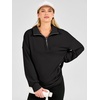 image:imageANRABESS Sweatshirts for Womens Loose Fit Quarter Zip Pullover  Soft Cozy Long Sleeve Tops School Work Rreppy Giong Out Clothes Casual Cute Relaxed Loungewear Fall Winter Fashion OutfitsBlack