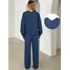 image:imageANRABESS Two Piece Lounge Sets for Women V Neck Sweatsuits  Oversized Sweatshirts Wide Leg Pants Track Suits Soft Vacation Airport Outfits Fall Winter Casual Matching Sweat setNavy Blue