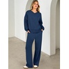image:imageANRABESS Two Piece Lounge Sets for Women V Neck Sweatsuits  Oversized Sweatshirts Wide Leg Pants Track Suits Soft Vacation Airport Outfits Fall Winter Casual Matching Sweat setNavy Blue