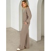 image:imageANRABESS Two Piece Lounge Sets for Women V Neck Sweatsuits  Oversized Sweatshirts Wide Leg Pants Track Suits Soft Vacation Airport Outfits Fall Winter Casual Matching Sweat setKhaki