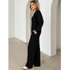 image:imageANRABESS Two Piece Lounge Sets for Women V Neck Sweatsuits  Oversized Sweatshirts Wide Leg Pants Track Suits Soft Vacation Airport Outfits Fall Winter Casual Matching Sweat setBlack