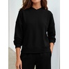 image:imageANRABESS Two Piece Lounge Sets for Women V Neck Sweatsuits  Oversized Sweatshirts Wide Leg Pants Track Suits Soft Vacation Airport Outfits Fall Winter Casual Matching Sweat setBlack