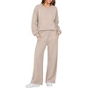 image:imageANRABESS Two Piece Lounge Sets for Women V Neck Sweatsuits  Oversized Sweatshirts Wide Leg Pants Track Suits Soft Vacation Airport Outfits Fall Winter Casual Matching Sweat setGrey Khaki