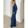 image:imageANRABESS Two Piece Lounge Sets for Women V Neck Sweatsuits  Oversized Sweatshirts Wide Leg Pants Track Suits Soft Vacation Airport Outfits Fall Winter Casual Matching Sweat setNavy Blue
