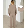 image:imageANRABESS Two Piece Lounge Sets for Women V Neck Sweatsuits  Oversized Sweatshirts Wide Leg Pants Track Suits Soft Vacation Airport Outfits Fall Winter Casual Matching Sweat setKhaki