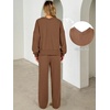 image:imageANRABESS Two Piece Lounge Sets for Women V Neck Sweatsuits  Oversized Sweatshirts Wide Leg Pants Track Suits Soft Vacation Airport Outfits Fall Winter Casual Matching Sweat setBrown