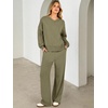 image:imageANRABESS Two Piece Lounge Sets for Women V Neck Sweatsuits  Oversized Sweatshirts Wide Leg Pants Track Suits Soft Vacation Airport Outfits Fall Winter Casual Matching Sweat setArmy Green