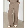 image:imageANRABESS Two Piece Lounge Sets for Women V Neck Sweatsuits  Oversized Sweatshirts Wide Leg Pants Track Suits Soft Vacation Airport Outfits Fall Winter Casual Matching Sweat setKhaki