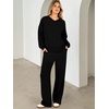 image:imageANRABESS Two Piece Lounge Sets for Women V Neck Sweatsuits  Oversized Sweatshirts Wide Leg Pants Track Suits Soft Vacation Airport Outfits Fall Winter Casual Matching Sweat setBlack