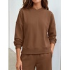 image:imageANRABESS Two Piece Lounge Sets for Women V Neck Sweatsuits  Oversized Sweatshirts Wide Leg Pants Track Suits Soft Vacation Airport Outfits Fall Winter Casual Matching Sweat setBrown