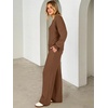 image:imageANRABESS Two Piece Lounge Sets for Women V Neck Sweatsuits  Oversized Sweatshirts Wide Leg Pants Track Suits Soft Vacation Airport Outfits Fall Winter Casual Matching Sweat setBrown