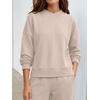 image:imageANRABESS Two Piece Lounge Sets for Women V Neck Sweatsuits  Oversized Sweatshirts Wide Leg Pants Track Suits Soft Vacation Airport Outfits Fall Winter Casual Matching Sweat setGrey Khaki