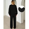 image:imageANRABESS Two Piece Lounge Sets for Women V Neck Sweatsuits  Oversized Sweatshirts Wide Leg Pants Track Suits Soft Vacation Airport Outfits Fall Winter Casual Matching Sweat setBlack