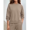 image:imageANRABESS Two Piece Lounge Sets for Women V Neck Sweatsuits  Oversized Sweatshirts Wide Leg Pants Track Suits Soft Vacation Airport Outfits Fall Winter Casual Matching Sweat setKhaki