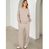 image:imageANRABESS Two Piece Lounge Sets for Women V Neck Sweatsuits  Oversized Sweatshirts Wide Leg Pants Track Suits Soft Vacation Airport Outfits Fall Winter Casual Matching Sweat setGrey Khaki