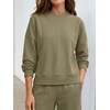 image:imageANRABESS Two Piece Lounge Sets for Women V Neck Sweatsuits  Oversized Sweatshirts Wide Leg Pants Track Suits Soft Vacation Airport Outfits Fall Winter Casual Matching Sweat setArmy Green
