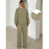 image:imageANRABESS Two Piece Lounge Sets for Women V Neck Sweatsuits  Oversized Sweatshirts Wide Leg Pants Track Suits Soft Vacation Airport Outfits Fall Winter Casual Matching Sweat setArmy Green