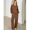 image:imageANRABESS Two Piece Lounge Sets for Women V Neck Sweatsuits  Oversized Sweatshirts Wide Leg Pants Track Suits Soft Vacation Airport Outfits Fall Winter Casual Matching Sweat setBrown