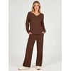 image:imageANRABESS Two Piece Sets for Women Fall Lounge Airport Outfits  Long Sleeve Top amp Wide Leg Pants2026 Fashion Winter Matching Track Suits SetComfiest SoftTravel Vacation Casual Daily WearBrown