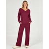 image:imageANRABESS Two Piece Sets for Women Fall Lounge Airport Outfits  Long Sleeve Top amp Wide Leg Pants2026 Fashion Winter Matching Track Suits SetComfiest SoftTravel Vacation Casual Daily WearDeep Red