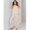 image:imageANRABESS Two Piece Sets for Women Summer Casual Knit Sweater Vest Pants Set Vacation Airport Clothes 2026 Fall OutfitsApricot