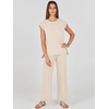 image:imageANRABESS Two Piece Sets for Women Summer Casual Knit Sweater Vest Pants Set Vacation Airport Clothes 2026 Fall OutfitsApricot