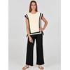 image:imageANRABESS Two Piece Sets for Women Summer Casual Knit Sweater Vest Pants Set Vacation Airport Clothes 2026 Fall OutfitsApricotblack