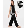 image:imageANRABESS Two Piece Sets for Women Summer Casual Knit Sweater Vest Pants Set Vacation Airport Clothes 2026 Fall OutfitsBlackwhite