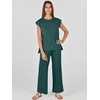 image:imageANRABESS Two Piece Sets for Women Summer Casual Knit Sweater Vest Pants Set Vacation Airport Clothes 2026 Fall OutfitsDark Green