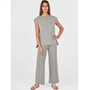 image:imageANRABESS Two Piece Sets for Women Summer Casual Knit Sweater Vest Pants Set Vacation Airport Clothes 2026 Fall OutfitsGrey