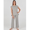 image:imageANRABESS Two Piece Sets for Women Summer Casual Knit Sweater Vest Pants Set Vacation Airport Clothes 2026 Fall OutfitsGrey