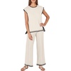 image:imageANRABESS Two Piece Sets for Women Summer Casual Knit Sweater Vest Pants Set Vacation Airport Clothes 2026 Fall OutfitsKhakiblack