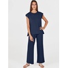 image:imageANRABESS Two Piece Sets for Women Summer Casual Knit Sweater Vest Pants Set Vacation Airport Clothes 2026 Fall OutfitsNavy Blue