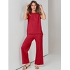 image:imageANRABESS Two Piece Sets for Women Summer Casual Knit Sweater Vest Pants Set Vacation Airport Clothes 2026 Fall OutfitsRed